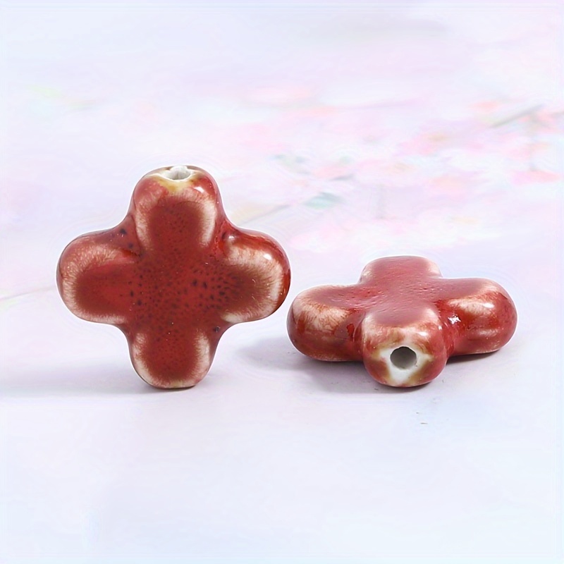 Colorful Cross Shape Ceramic Beads, 8pcs Set for DIY Jewellery